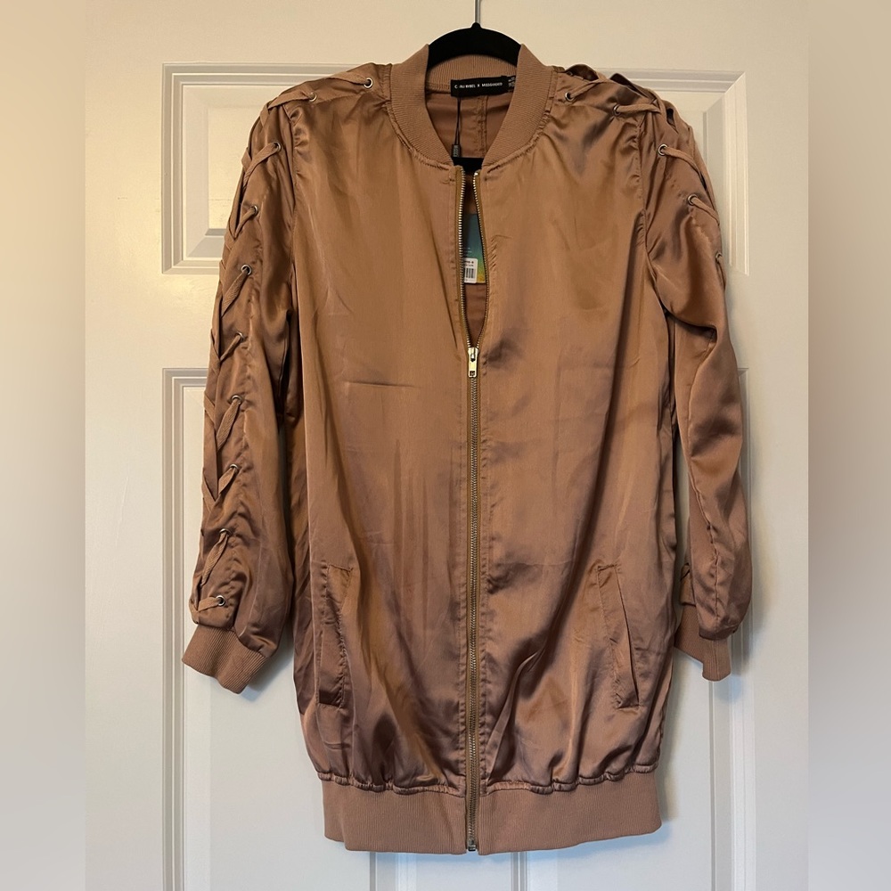 Carli Bybel Rose gold satin jacket